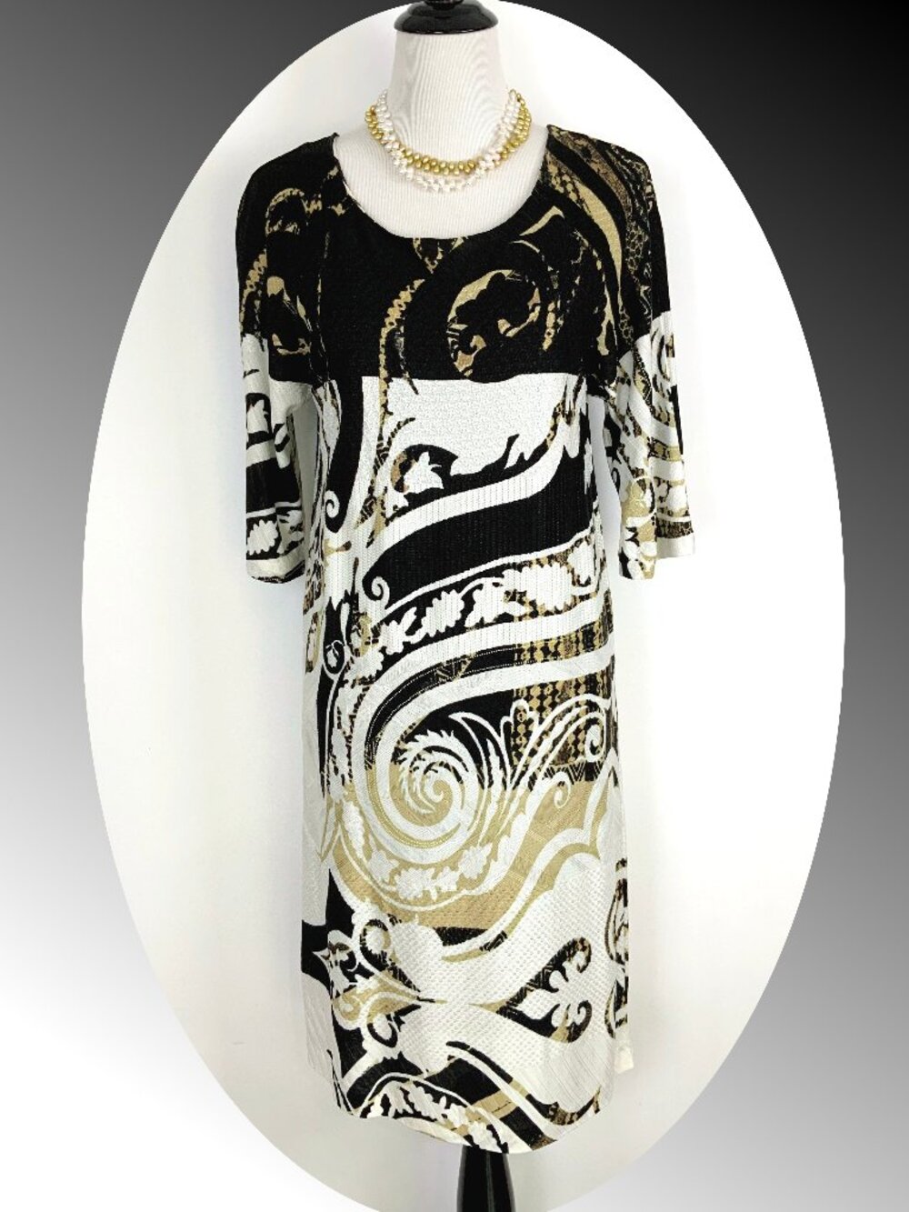 ETRO Milano Knit Shift Abstract Baroque Print Dress Sz 44 (8)